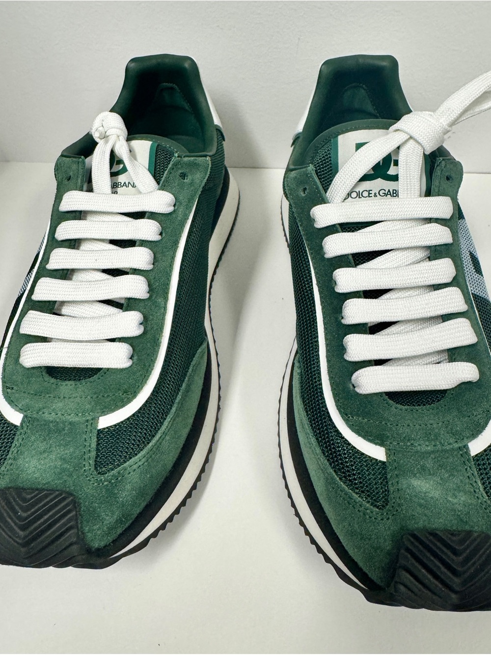 Dolce & Gabbana Men’s Dark Green Suede & White Trim Sneakers - Picture 4 of 7